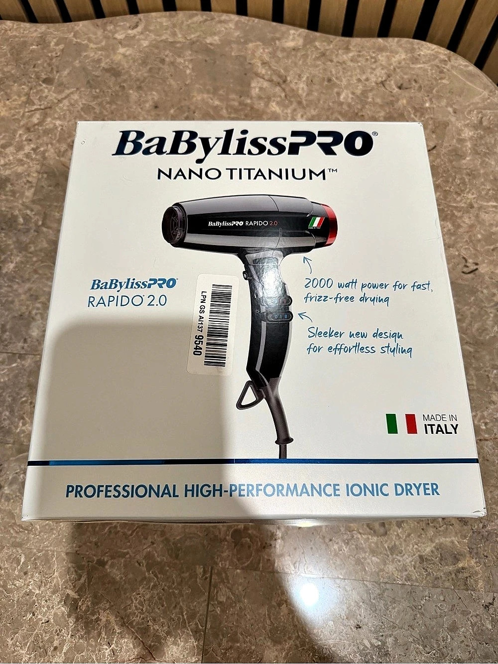 BaBylissPRO RAPIDO 2.0 Nano Titanium Hair Dryer BNIB